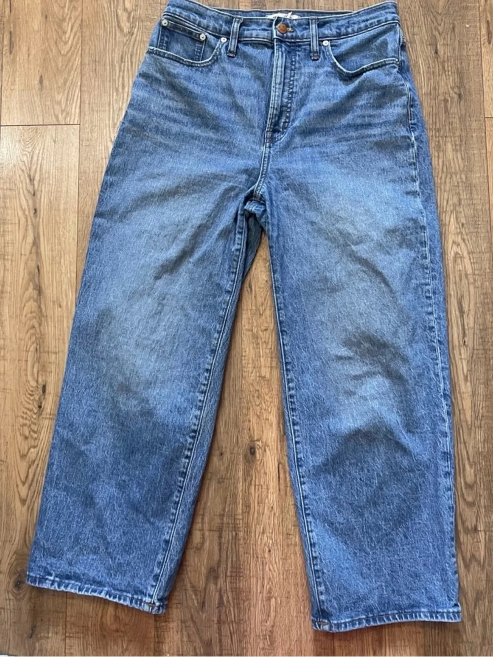 Madewell The Perfect Vintage Wide Leg Crop Jeans in Medium Blue Wash Sz 29 - Picture 4 of 12